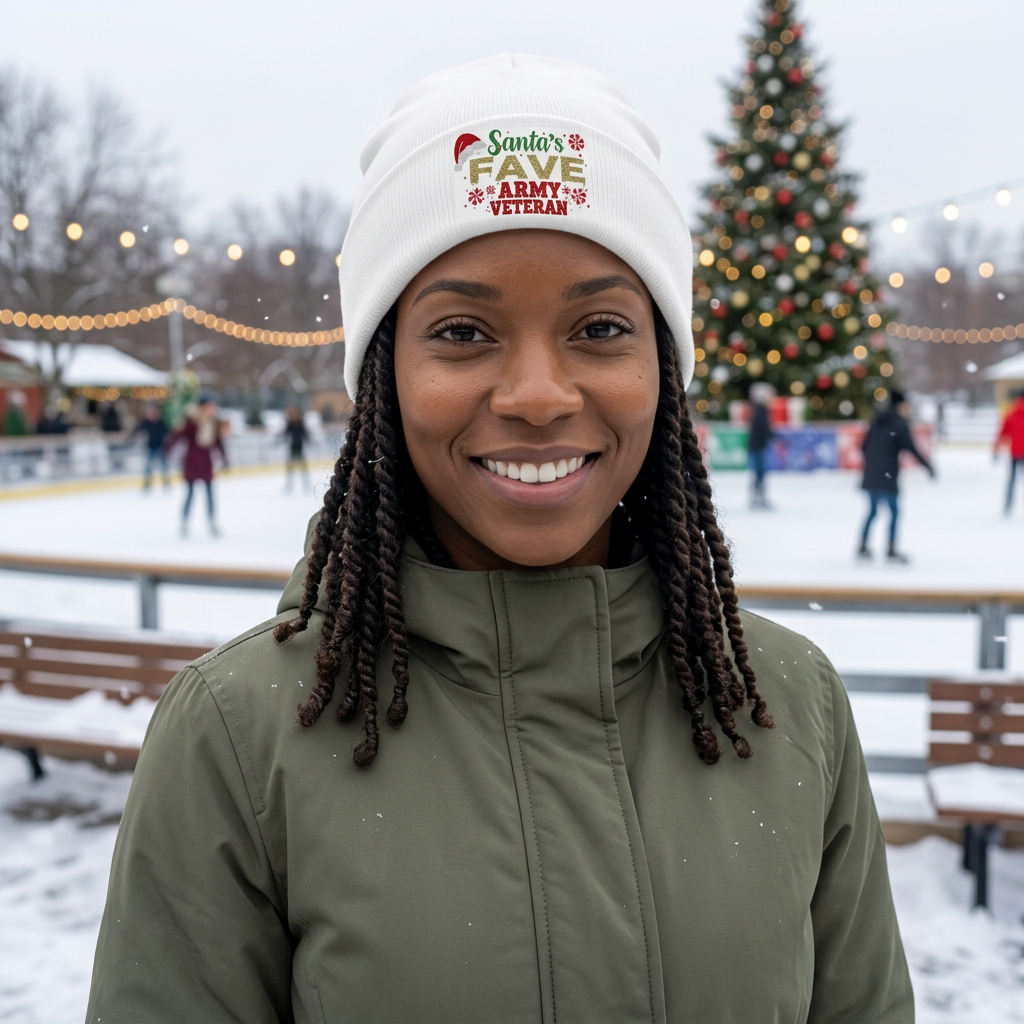 Customizable Beanie shown in use