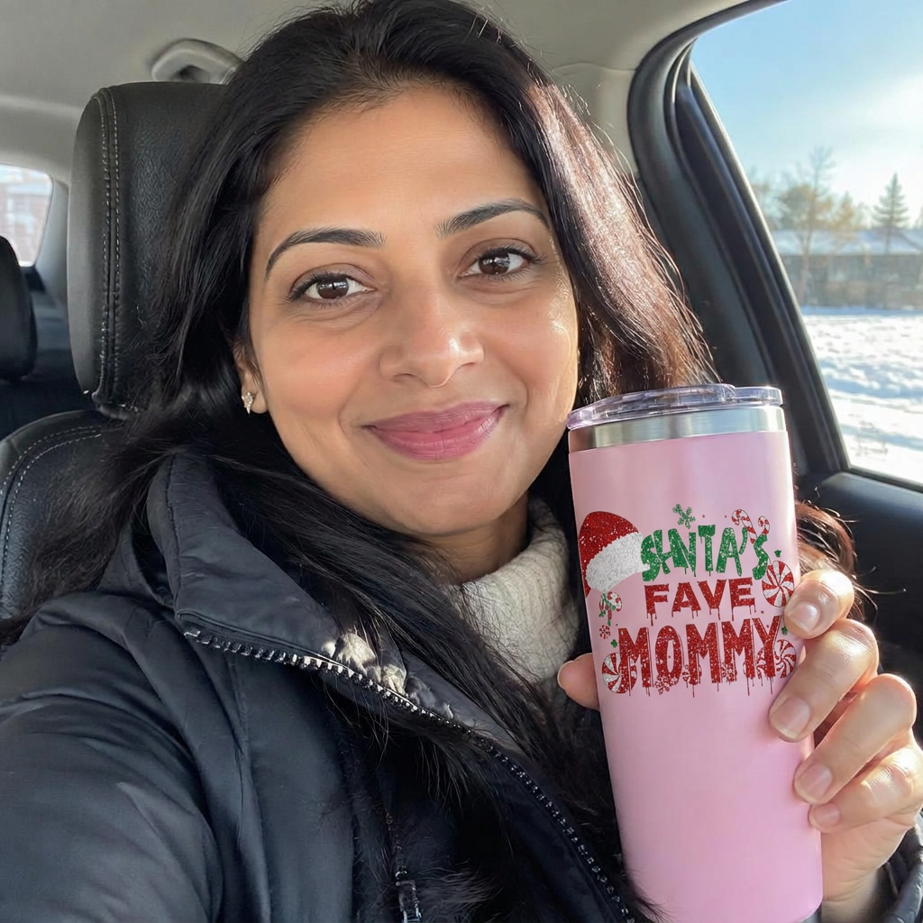 Customizable Tumbler 20oz shown in use