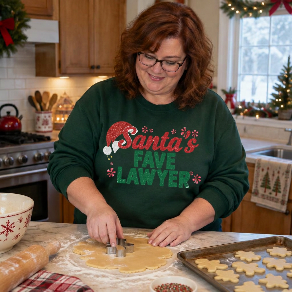 Woman wearing a Santa’s Fave Crewneck Sweatshirt